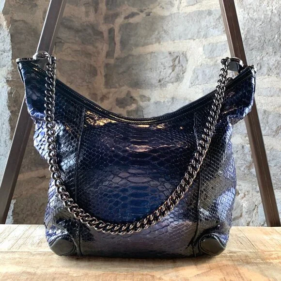 Gucci Navy Python Hobo Bag - Picture 4 of 13